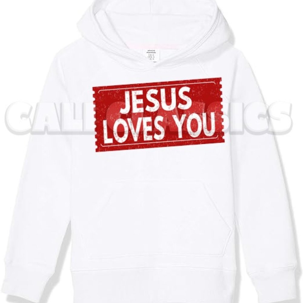 Cali Classics Unisex  white Jesus Love you tag hoodie